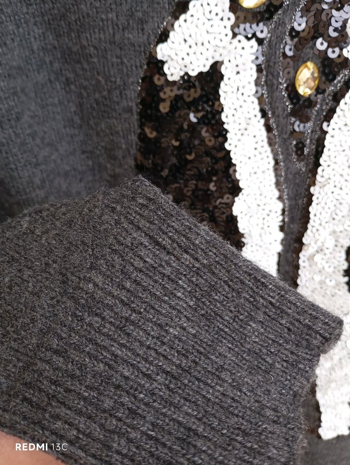 Gri Kadın Triko Uzun Kollu Kazak - Görsel 5