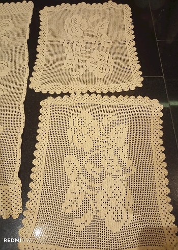 Vintage İşlemeli Dantel Masa Örtüsü Seti - Görsel 8