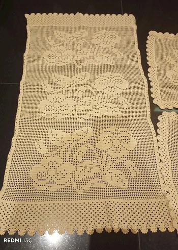 Vintage İşlemeli Dantel Masa Örtüsü Seti - Görsel 16