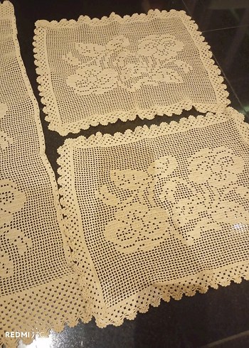 Vintage İşlemeli Dantel Masa Örtüsü Seti - Görsel 18