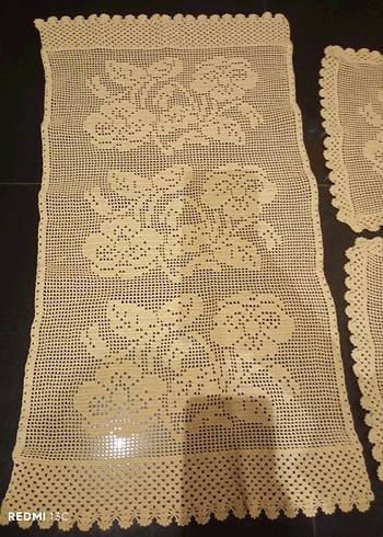 Vintage İşlemeli Dantel Masa Örtüsü Seti - Görsel 15