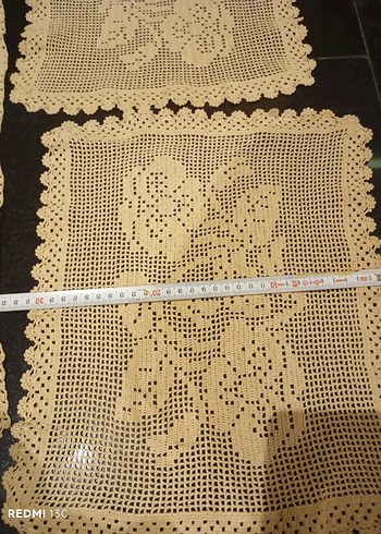 Vintage İşlemeli Dantel Masa Örtüsü Seti - Görsel 5