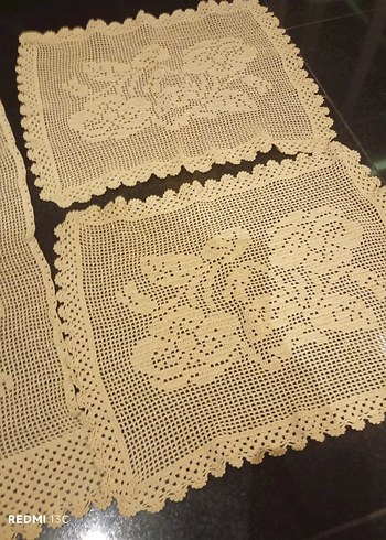 Vintage İşlemeli Dantel Masa Örtüsü Seti - Görsel 17