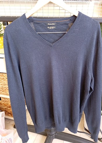 Erkek Lacivert V Yaka Örgü Yün Kazak - Görsel 6