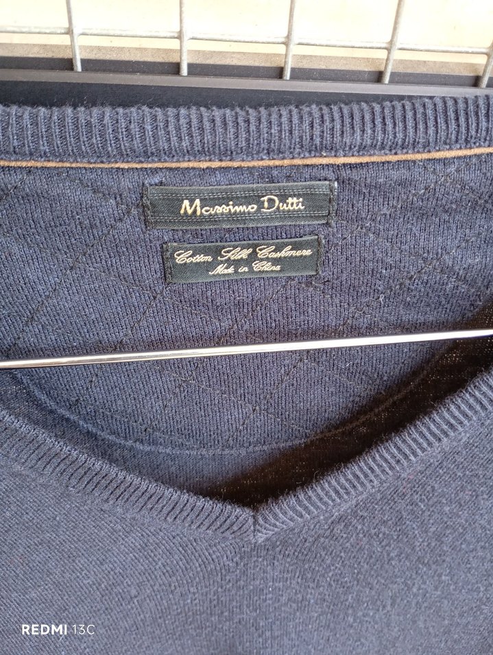 Erkek Lacivert V Yaka Örgü Yün Kazak - Görsel 2