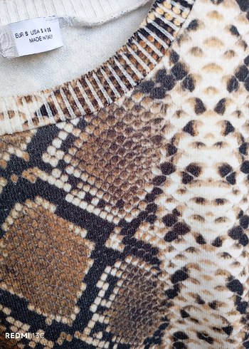 Yılan Desenli Örgü Kahverengi Kadın Bluz - Görsel 8