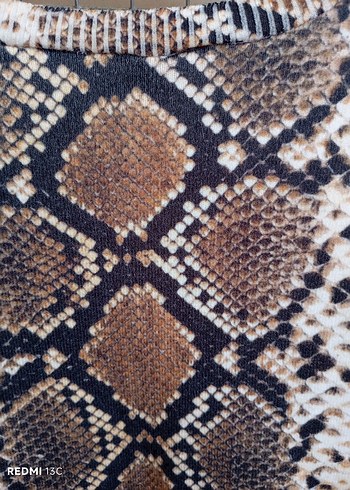 Yılan Desenli Örgü Kahverengi Kadın Bluz - Görsel 10