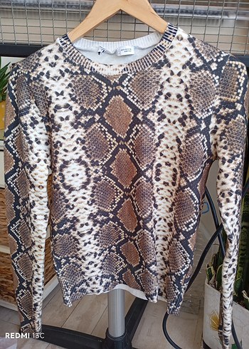 Yılan Desenli Örgü Kahverengi Kadın Bluz - Görsel 6