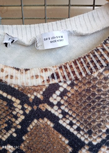 Yılan Desenli Örgü Kahverengi Kadın Bluz - Görsel 2