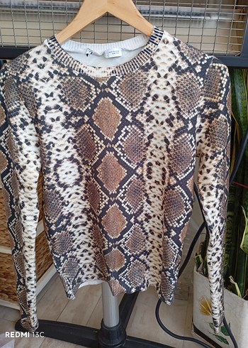 Yılan Desenli Örgü Kahverengi Kadın Bluz - Görsel 13