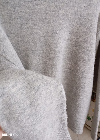 Gri Örgü Yün Kadın Kazak - Görsel 4