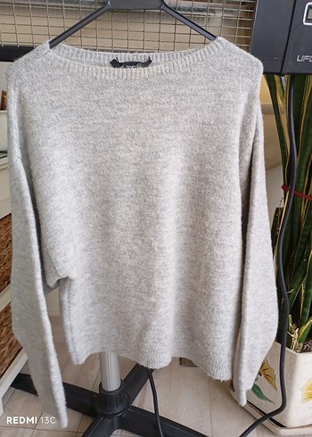 Gri Örgü Yün Kadın Kazak - Görsel 6