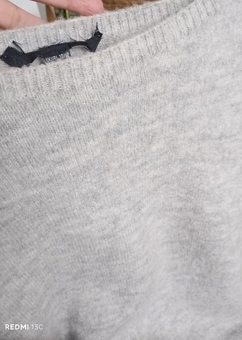 Gri Örgü Yün Kadın Kazak - Görsel 7