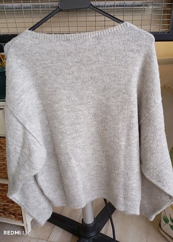 Gri Örgü Yün Kadın Kazak - Görsel 5