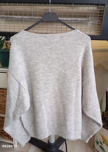 Gri Örgü Yün Kadın Kazak - Görsel 3