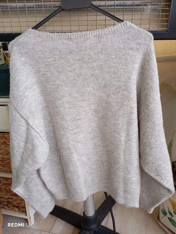 Gri Örgü Yün Kadın Kazak - Görsel 5