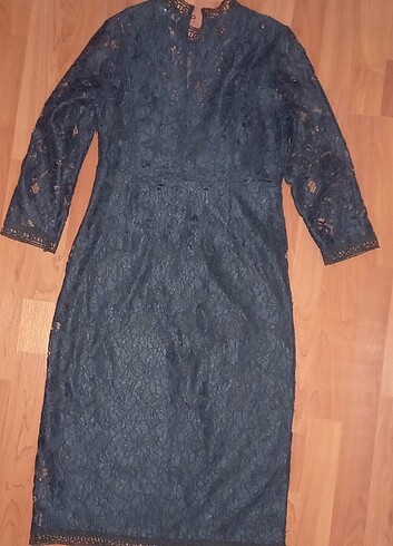 38 Beden Zara lacivert dantel elbise