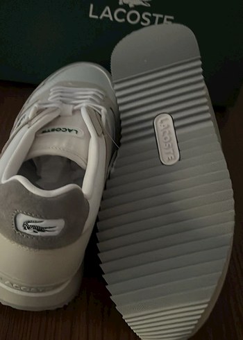 42.5 Beden beyaz Renk Lacoste Erkek Beyaz Gri Bağcıklı Spor Ayakkabı