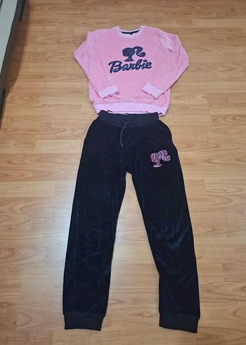 Pembe Barbie Baskılı Kız Eşofman Takımı