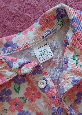 Çiçek Desenli Pembe Bebek Kız Takımı lcw - Görsel 2