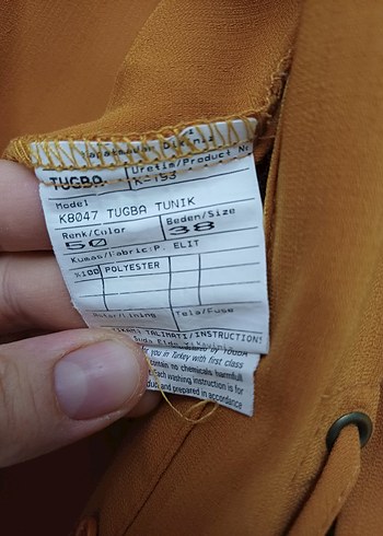 Düğmeli yana hardal sarı Rengi Kadın Tunik - Görsel 3