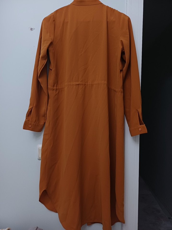 Düğmeli yana hardal sarı Rengi Kadın Tunik - Görsel 4