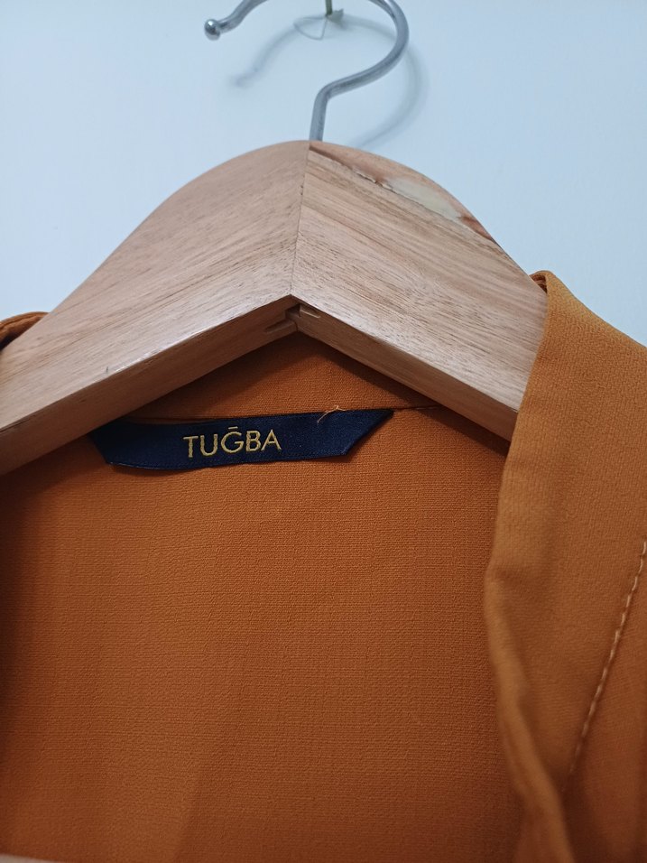 Düğmeli yana hardal sarı Rengi Kadın Tunik - Görsel 2