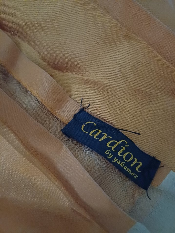 turuncu sarı tonunda İpek Görünümlü tüllü Kadın Şal - Görsel 2