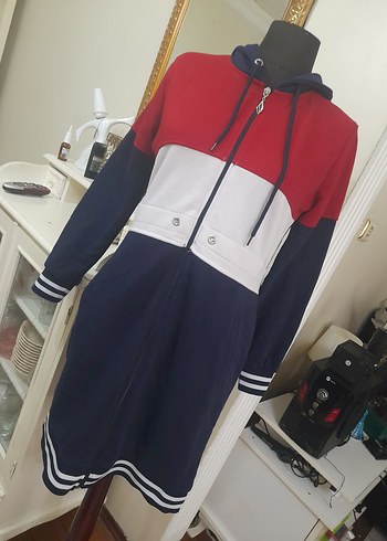 xl Beden Renkli Uzun Fermuarlı Kadın Spor Ceket