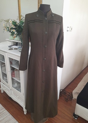 haki kaşe uzun manto pardüse yeni - Görsel 4