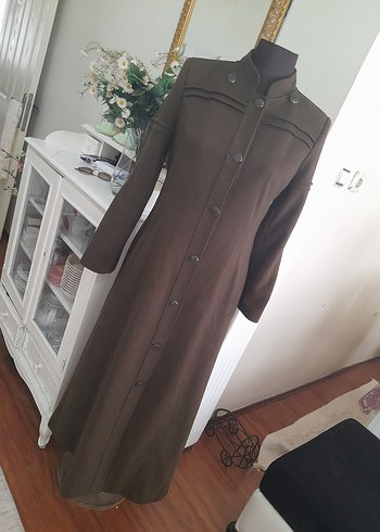 haki kaşe uzun manto pardüse yeni - Görsel 5