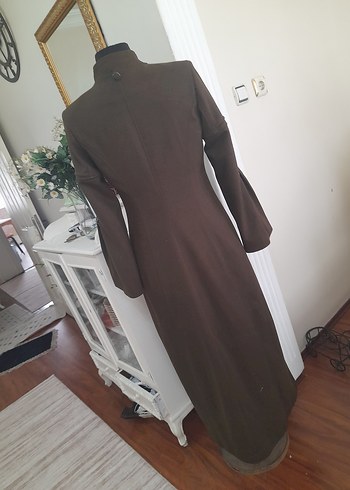 haki kaşe uzun manto pardüse yeni - Görsel 17