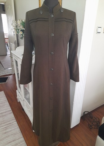 haki kaşe uzun manto pardüse yeni - Görsel 15