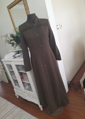 haki kaşe uzun manto pardüse yeni - Görsel 7