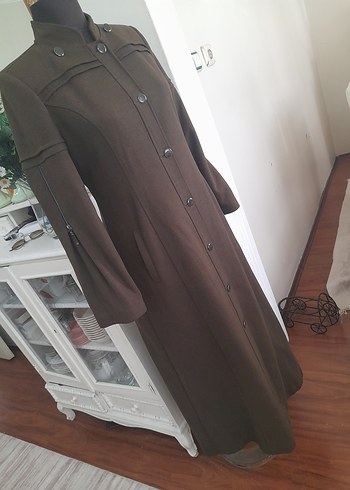haki kaşe uzun manto pardüse yeni - Görsel 11