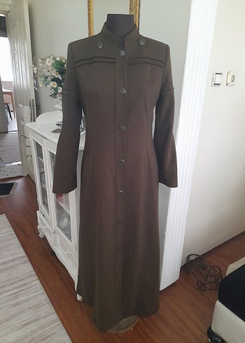haki kaşe uzun manto pardüse yeni - Görsel 20