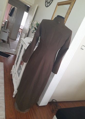 haki kaşe uzun manto pardüse yeni - Görsel 9