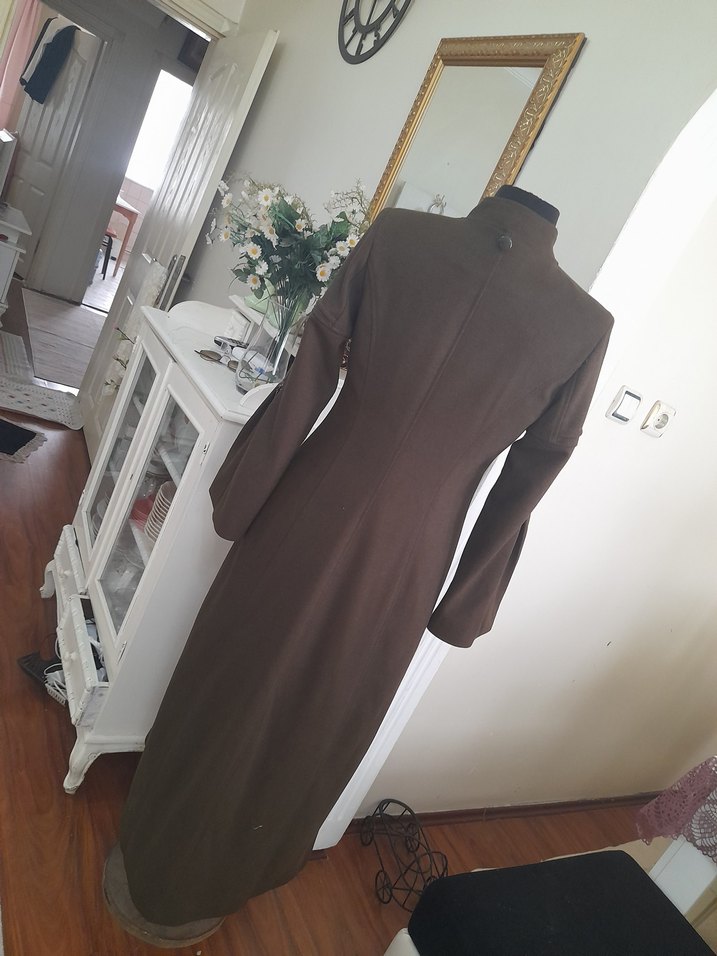 haki kaşe uzun manto pardüse yeni - Görsel 3