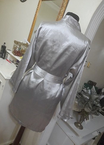 Gri Midi Kadın Saten Sabahlık #foryoumoda - Görsel 13