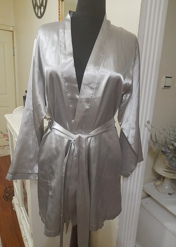 Gri Midi Kadın Saten Sabahlık #foryoumoda - Görsel 12