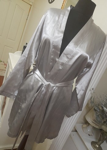 Gri Midi Kadın Saten Sabahlık #foryoumoda - Görsel 14