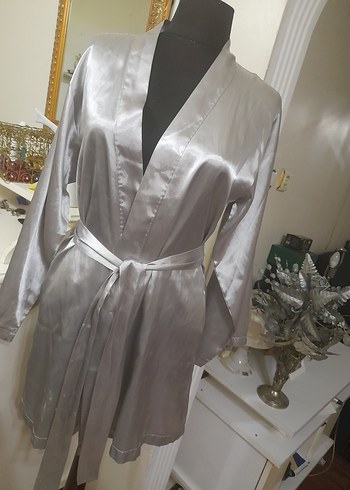 Gri Midi Kadın Saten Sabahlık #foryoumoda - Görsel 2