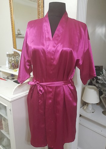 Pembe saten Midi Bohem Kadın Sabahlık - Görsel 11