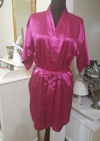 Pembe saten Midi Bohem Kadın Sabahlık - Görsel 7