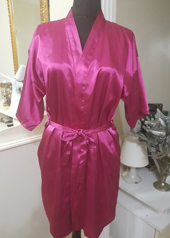 Pembe saten Midi Bohem Kadın Sabahlık - Görsel 5