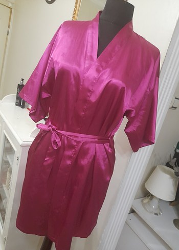 Pembe saten Midi Bohem Kadın Sabahlık - Görsel 19