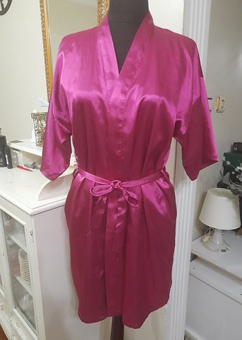 Pembe saten Midi Bohem Kadın Sabahlık - Görsel 9