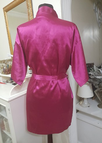 Pembe saten Midi Bohem Kadın Sabahlık - Görsel 15