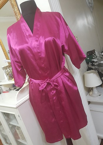 Pembe saten Midi Bohem Kadın Sabahlık - Görsel 10