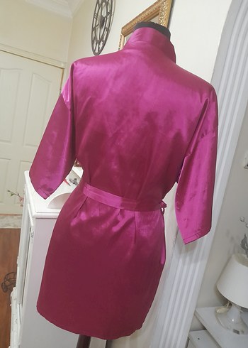 Pembe saten Midi Bohem Kadın Sabahlık - Görsel 13